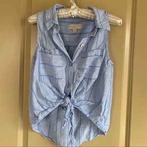 Michael Kors linen sleeveless tie front top